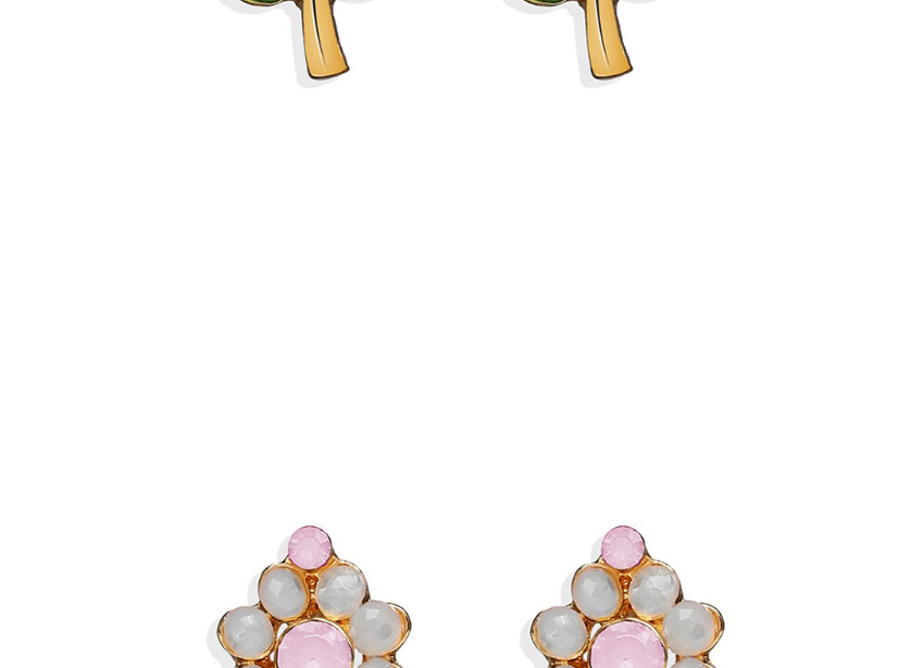 Fashion White Diamond-studded Flower Contrast Alloy Earrings,Stud Earrings