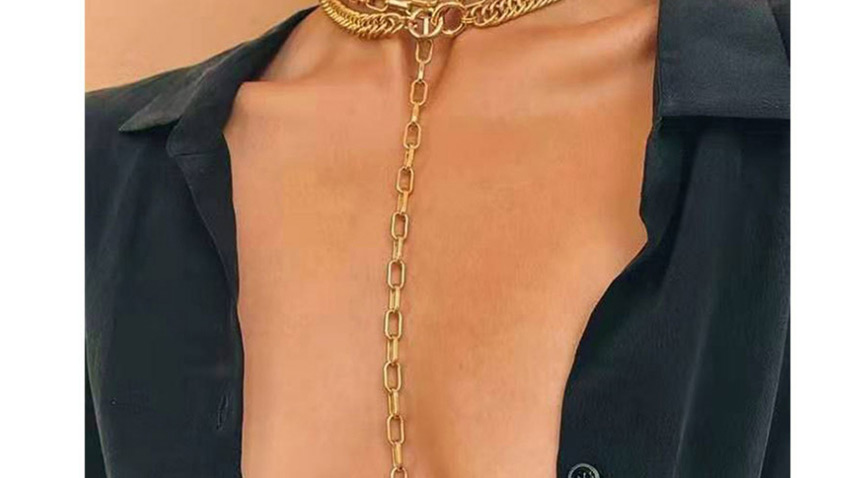 Fashion Golden Alloy Chain Tassel Multi-layer Necklace,Chains
