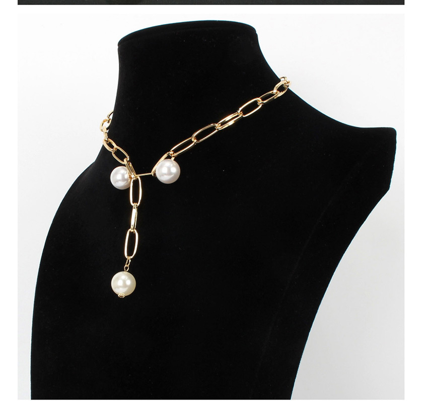 Fashion Golden Hollow Rectangular Chain Adjustable Imitation Pearl Necklace,Chains