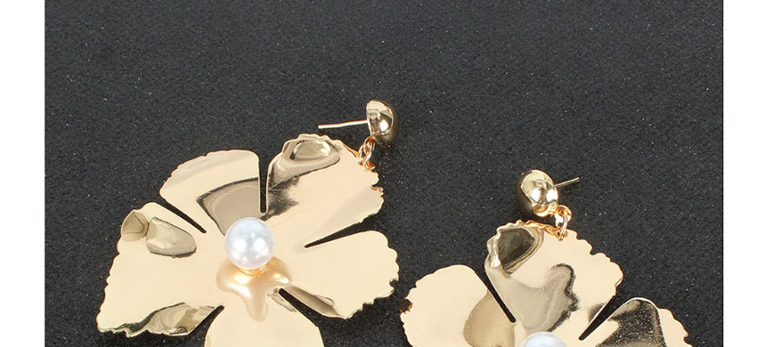 Fashion Golden Handmade Flower Pearl Alloy Earrings,Drop Earrings