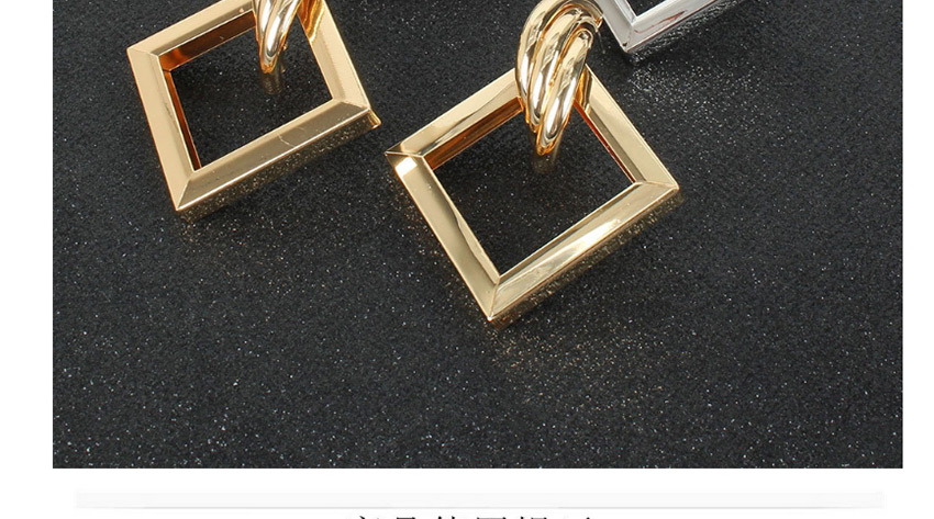 Fashion Golden Hollow Geometric Square Alloy Earrings,Stud Earrings