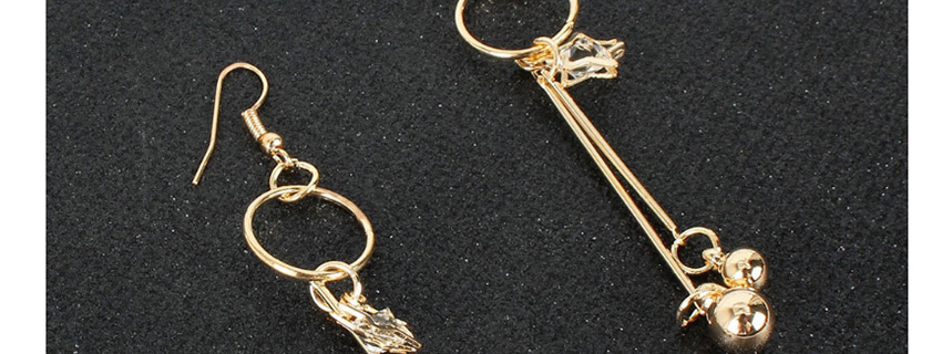 Fashion Golden Diamond-shaped Five-pointed Star Tassel Geometric Round Alloy Earrings,Drop Earrings