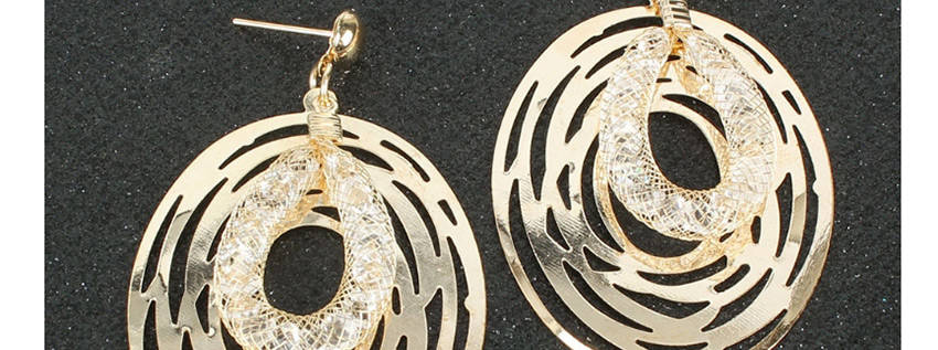 Fashion Golden Geometric Cutout Mesh Alloy Earrings,Drop Earrings