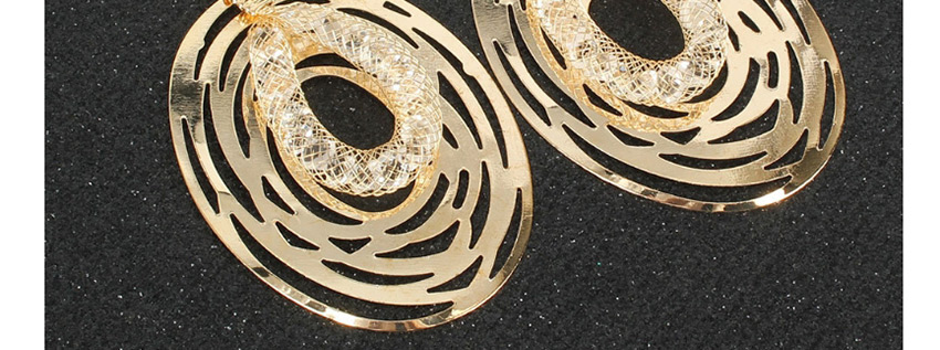 Fashion Golden Geometric Cutout Mesh Alloy Earrings,Drop Earrings