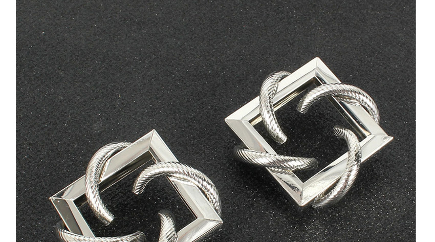Fashion Silver Geometric Alloy Hollow Earrings,Stud Earrings