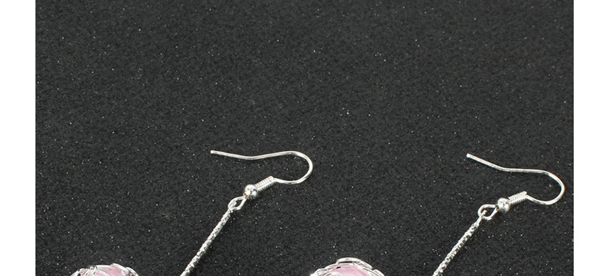 Fashion Pink Pearl Geometric Ball Hollow Alloy Earrings,Drop Earrings