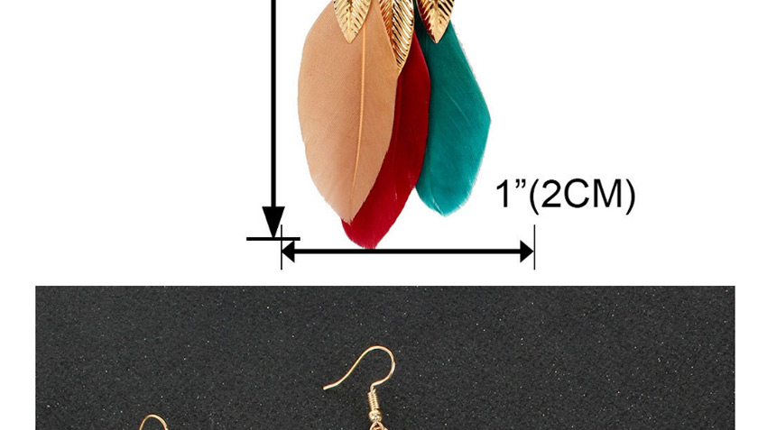 Fashion Color Mixing Feather Drop Oil Drop Bead Alloy Earrings,Drop Earrings