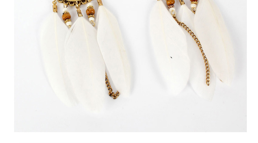 Fashion White Triangle Feather Tassel Alloy Tassel Earrings,Drop Earrings