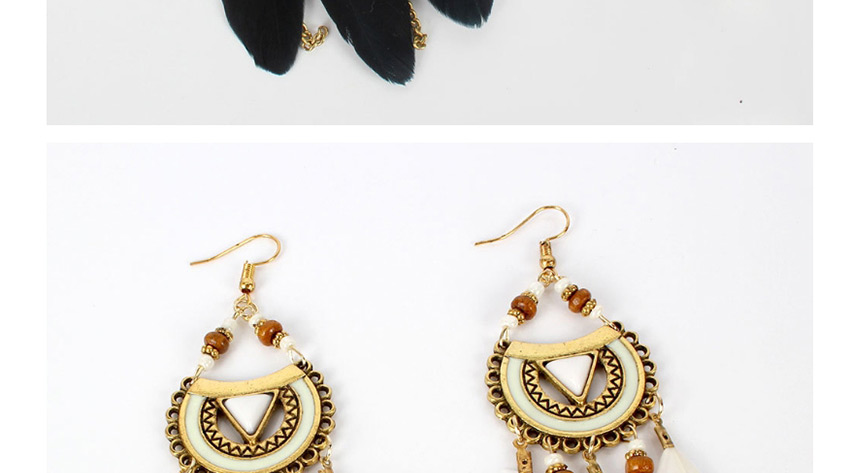 Fashion Black Triangle Feather Tassel Alloy Tassel Earrings,Drop Earrings
