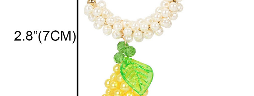 Fashion Yellow Alloy Pearl Fruit Geometric C-shaped Earrings,Hoop Earrings