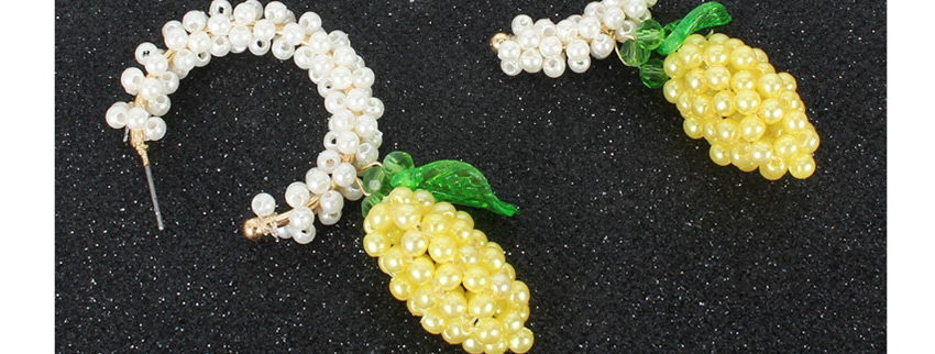 Fashion Yellow Alloy Pearl Fruit Geometric C-shaped Earrings,Hoop Earrings