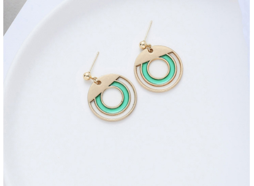 Fashion Color Mixing Geometric Contrast Color Stitching Oil Drop Hollow Alloy Earrings,Drop Earrings