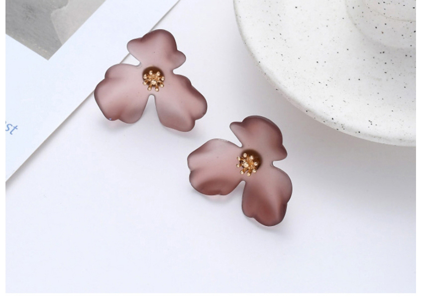 Fashion Coffee Color Acrylic Flower Alloy Earrings,Stud Earrings