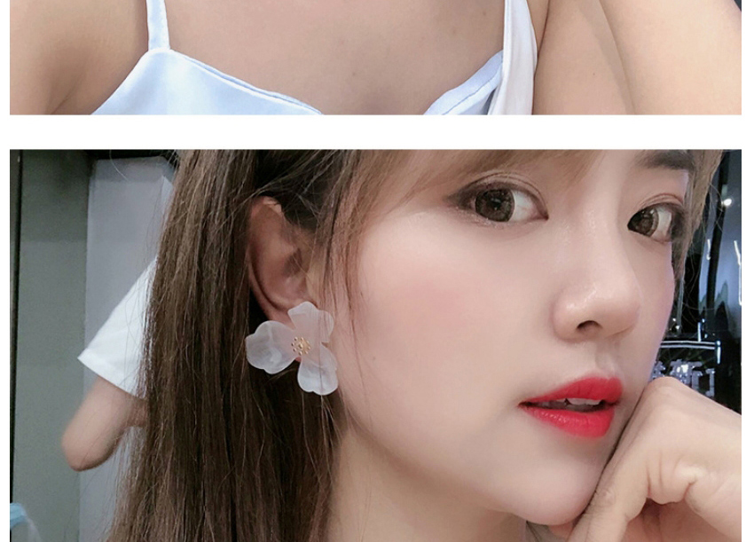 Fashion White Acrylic Flower Alloy Earrings,Stud Earrings