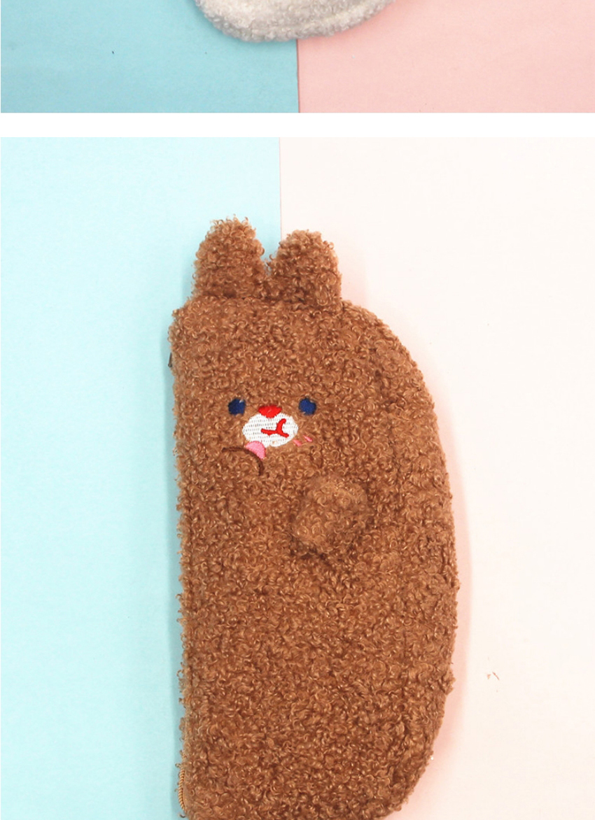 Fashion Brown Teddy Cashmere Bear Embroidered Pencil Case,Pencil Case/Paper Bags