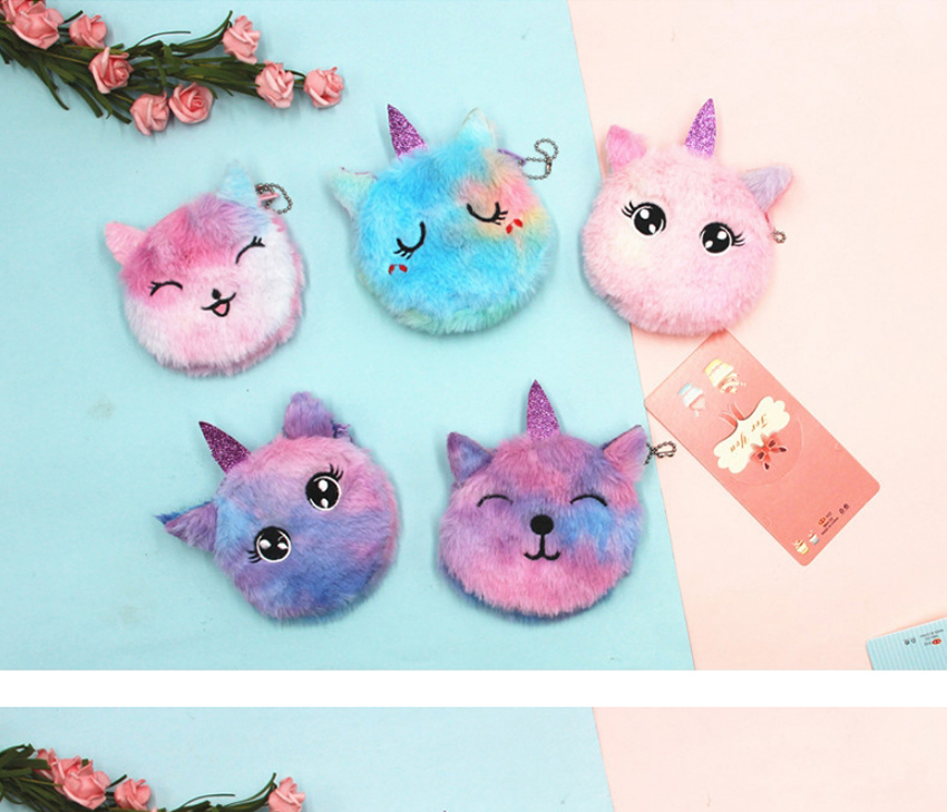 Fashion Squinting Unicorn Cat Embroidery Children Plush Coin Purse,Wallet