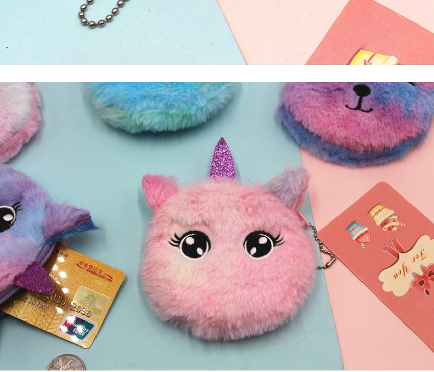 Fashion Big Eyes Pink Unicorn Cat Embroidery Children Plush Coin Purse,Wallet
