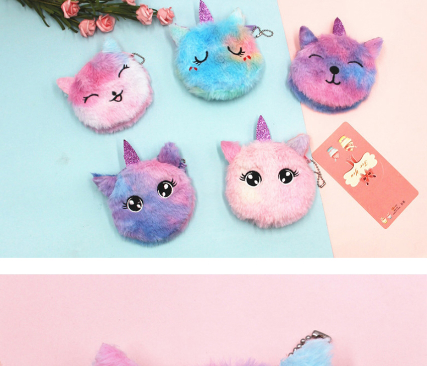 Fashion Squinting Unicorn Cat Embroidery Children Plush Coin Purse,Wallet
