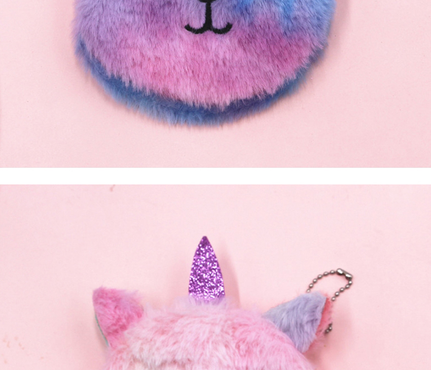 Fashion Big Eyes Purple Unicorn Cat Embroidery Children Plush Coin Purse,Wallet