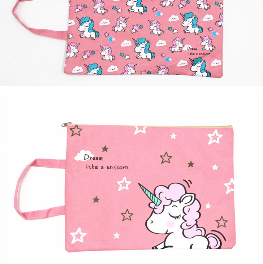 Fashion Pink Unicorn Canvas Unicorn Printed Waterproof Tote Bag,Home storage