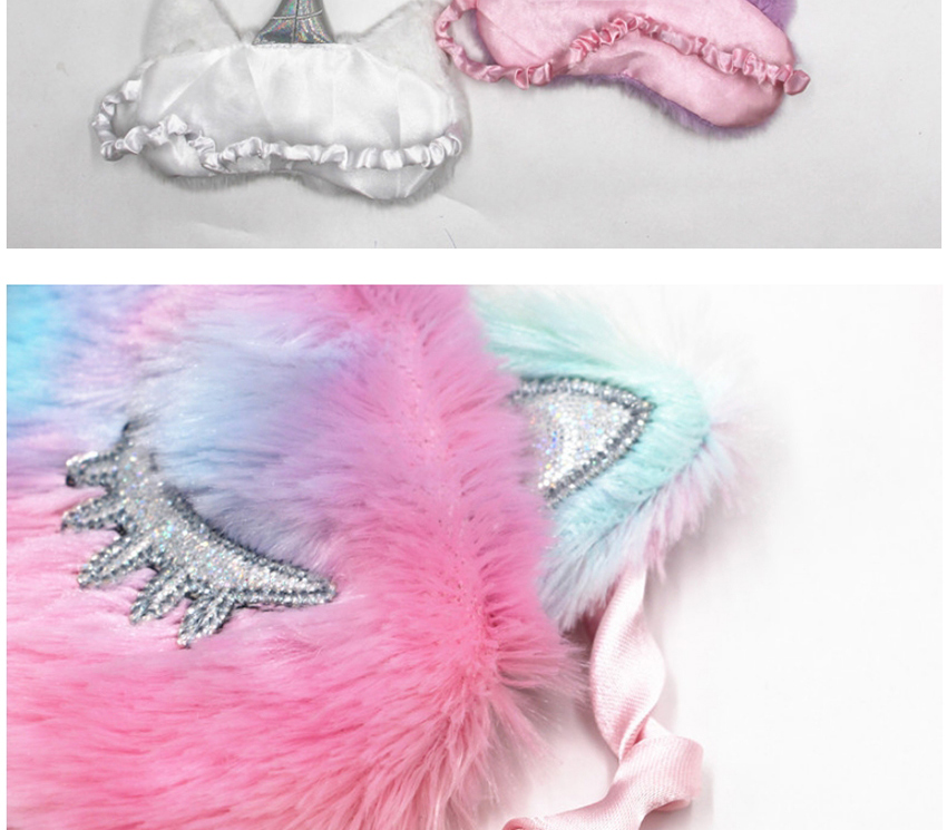 Fashion Pink Unicorn Silver Horn Plush Blindfold,Home Textiles