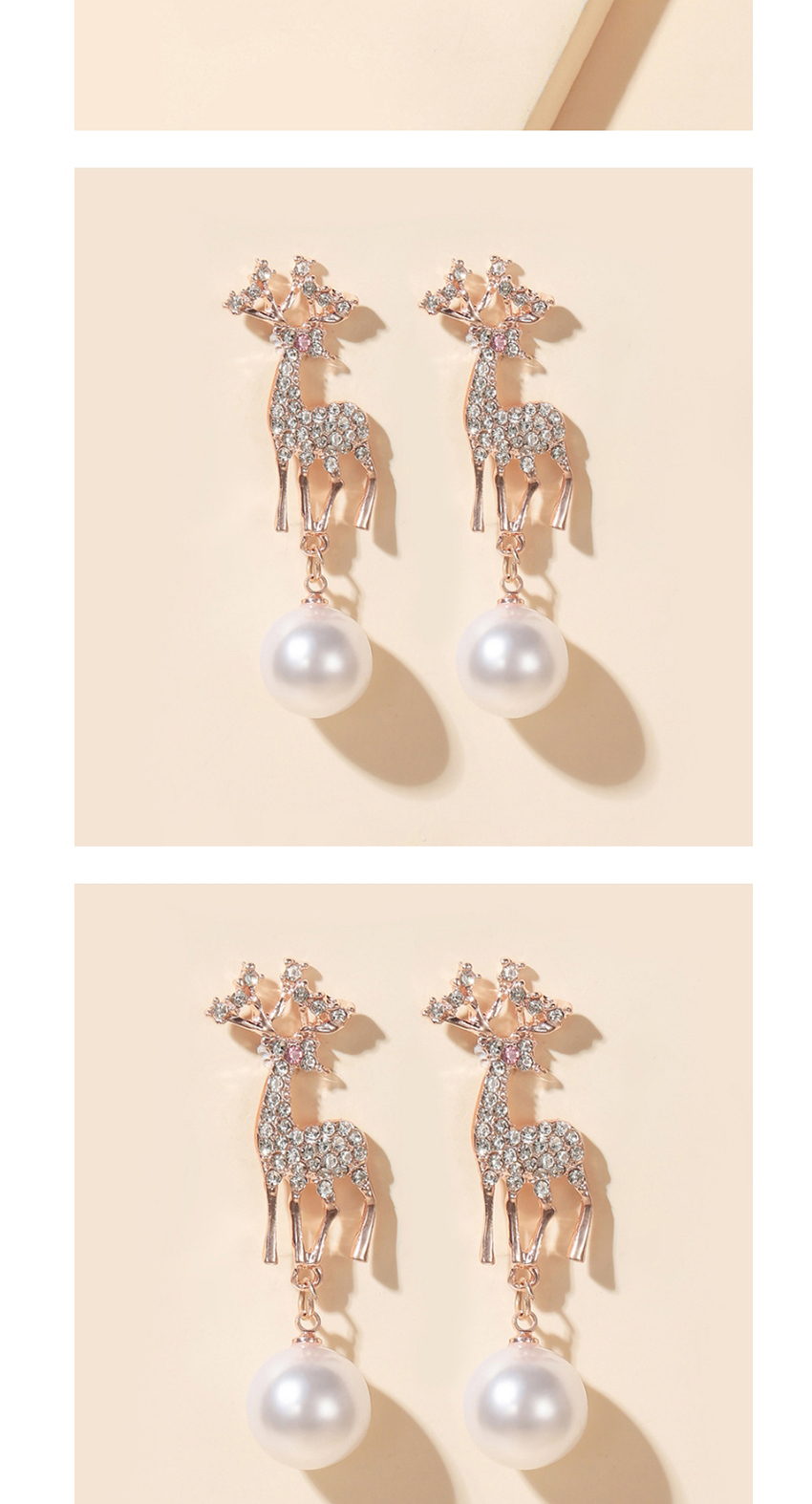 Fashion Pentagram Moon Asymmetrical Star Moon Elk Bow Pearl Earrings,Stud Earrings
