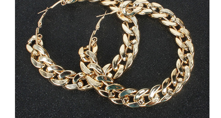 Fashion Golden Earrings Geometric Round Chain Alloy Earrings,Hoop Earrings