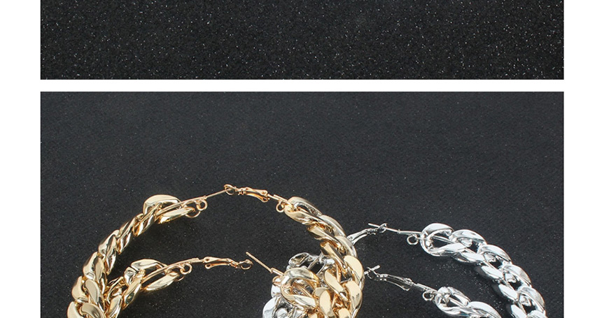 Fashion Silver Earrings Geometric Round Chain Alloy Earrings,Hoop Earrings