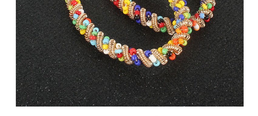 Fashion Love Color-contrasting Geometric Winding Rice Bead Braided Alloy Earrings,Drop Earrings