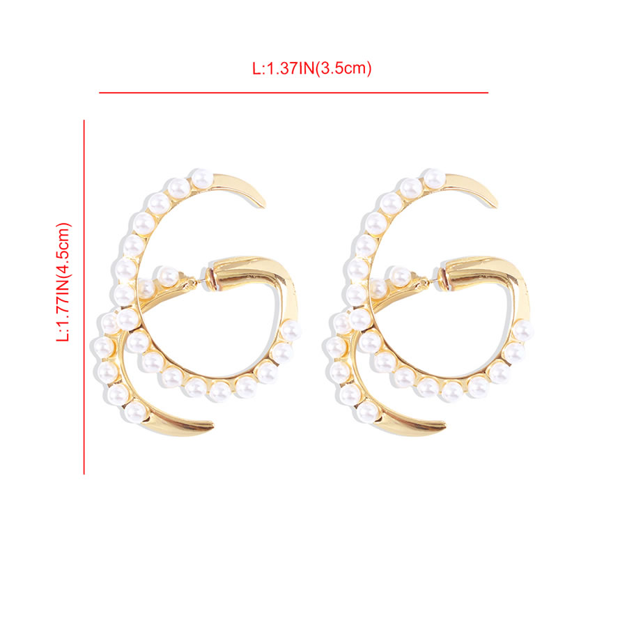 Fashion Golden Pearl Geometric Alloy Hollow Earrings,Hoop Earrings
