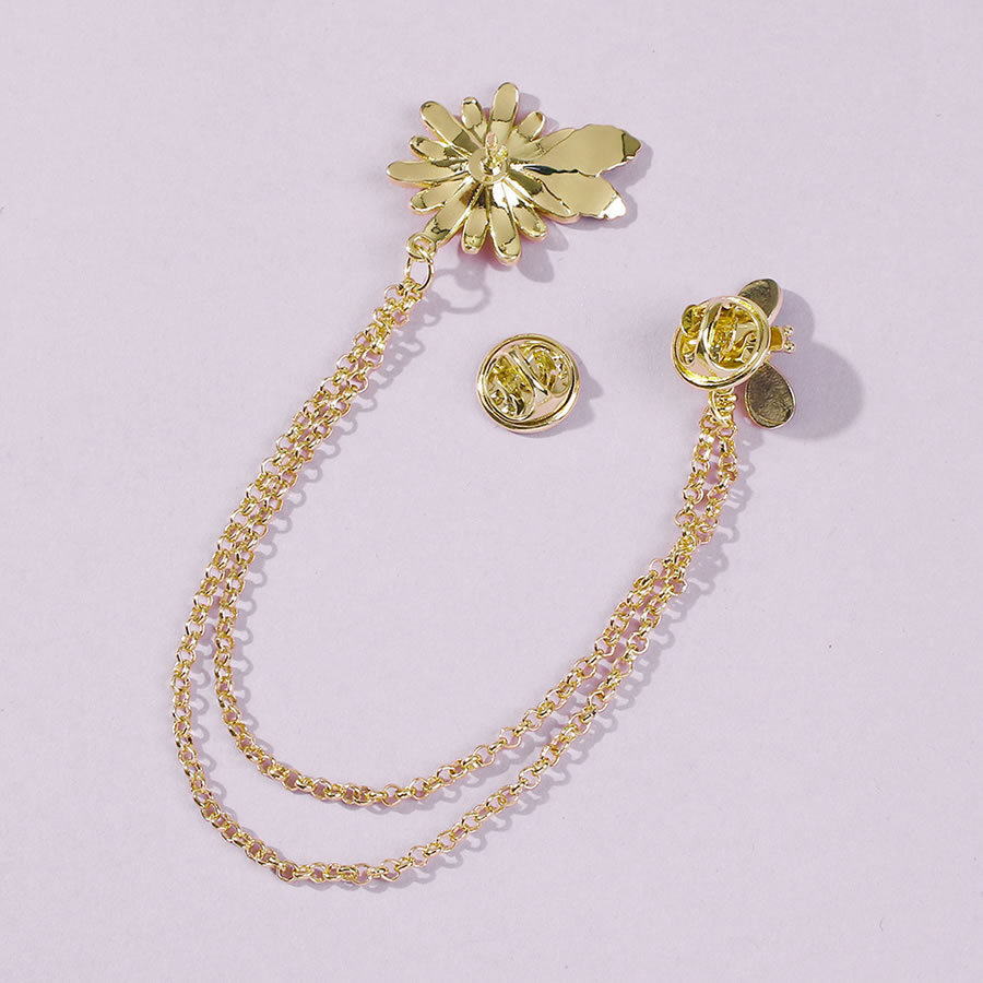Fashion Golden Dripping Flower Bee Alloy Chain Brooch,Korean Brooches