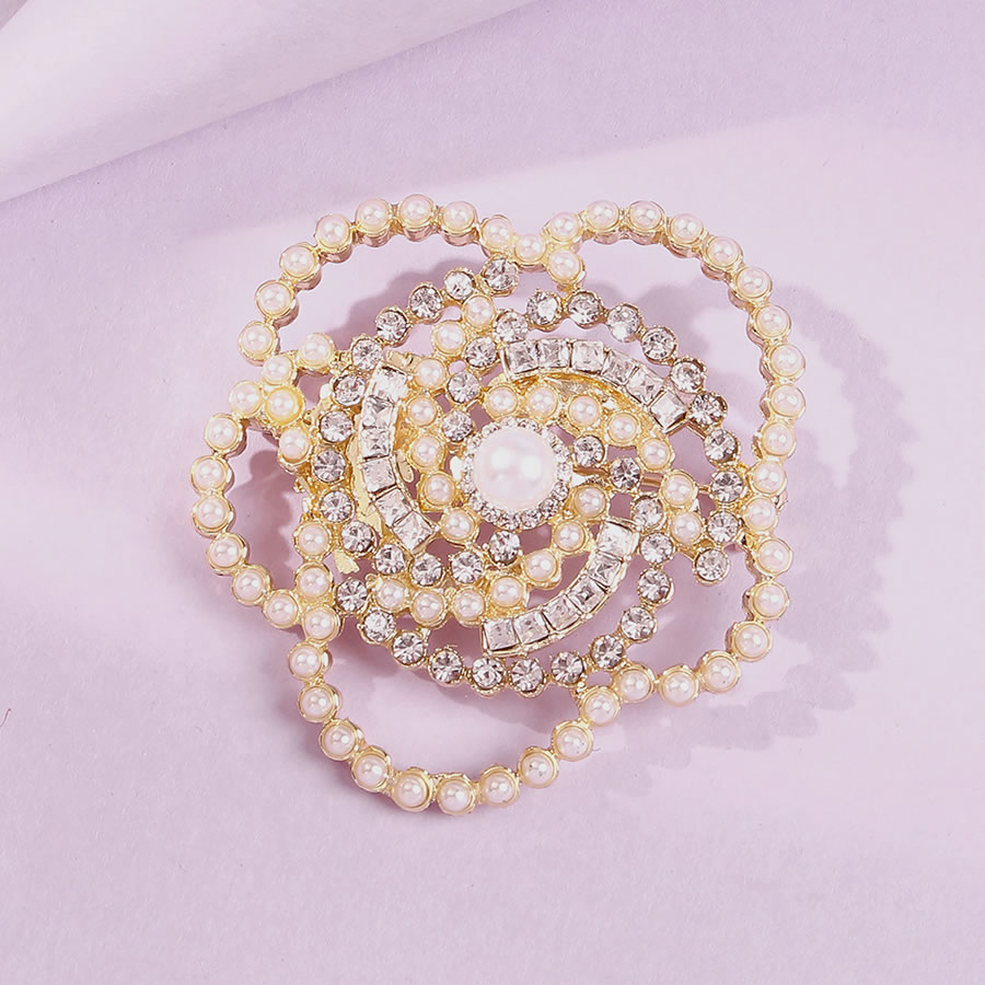 Fashion Golden Diamond Pearl Alloy Flower Brooch,Korean Brooches