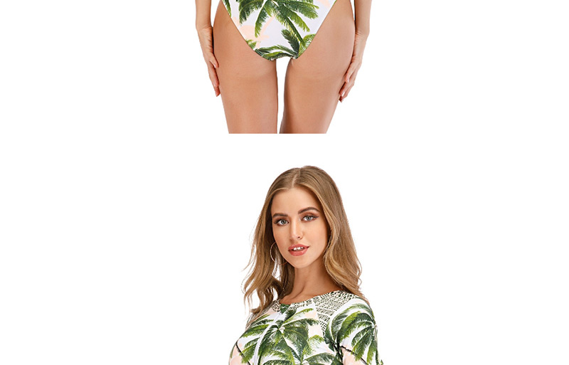 Fashion Green Coconut Print Zipper One-piece Swimsuit Diving Suit,One Pieces