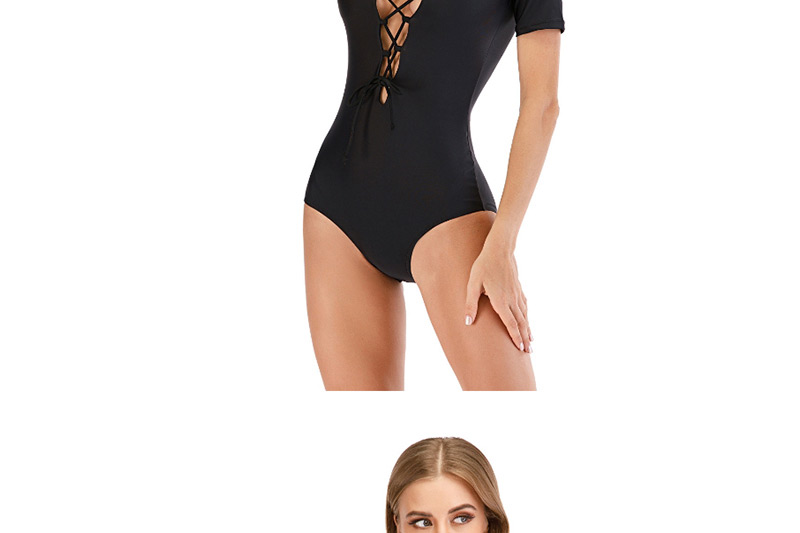 Fashion Black Hollow Straps One-piece Swimsuit Diving Suit,One Pieces