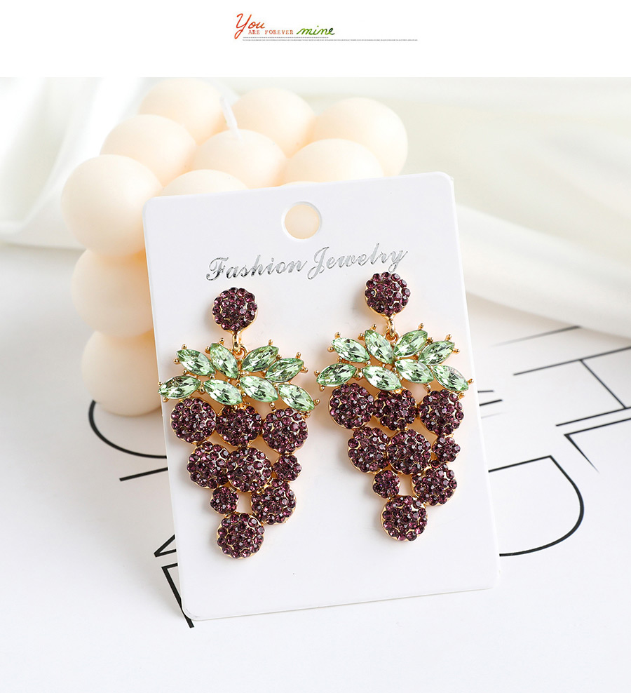 Fashion Purple Alloy Diamond Stud Earrings,Stud Earrings