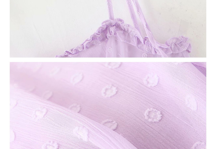 Fashion Purple Ruffled Polka Dot Print Tether Suspender Dress,Mini & Short Dresses