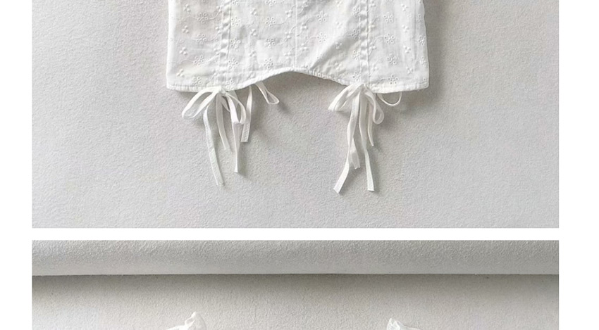 Fashion White Drawstring Stitching Puff Sleeve Sleeve Collar Shirt,Tank Tops & Camis