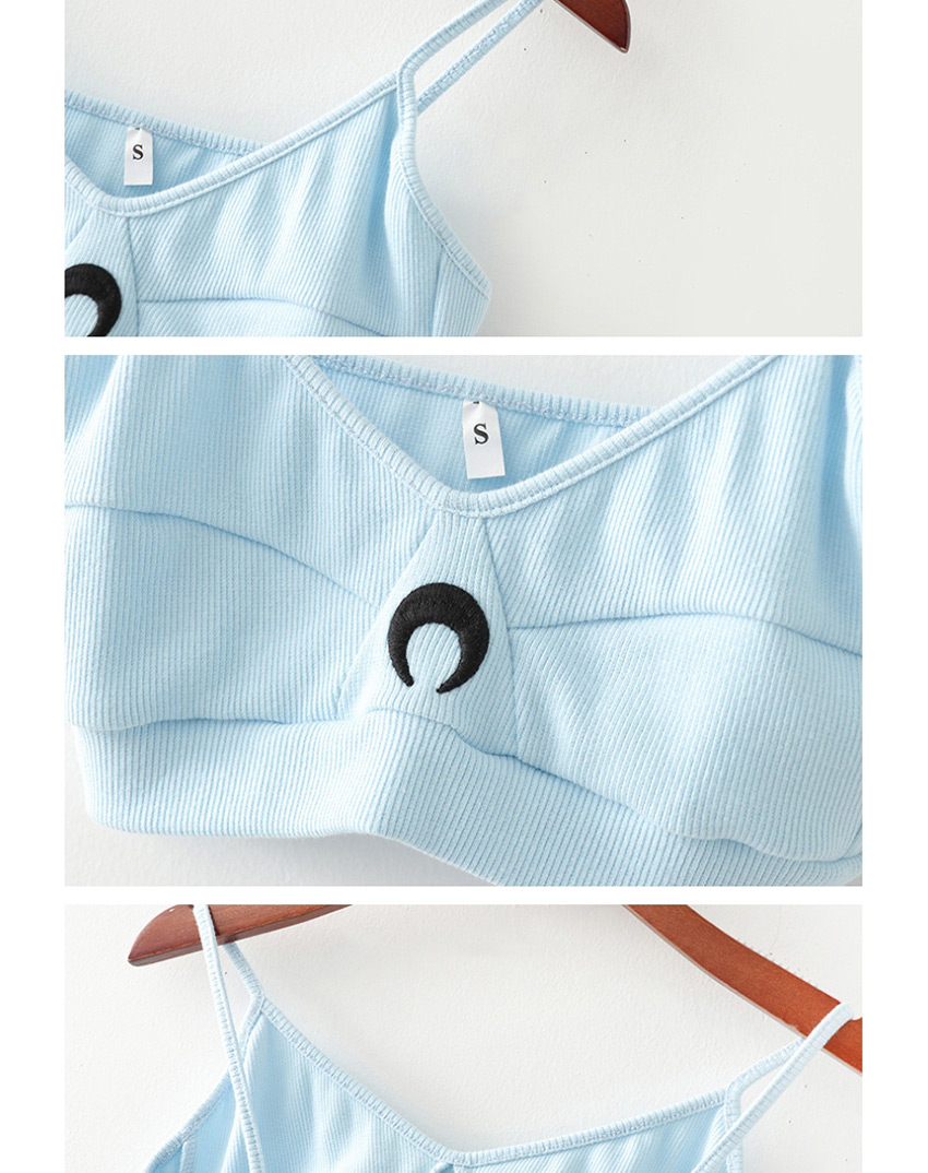 Fashion Blue Embroidered Moon Camisole Shorts Set,SLEEPWEAR & UNDERWEAR