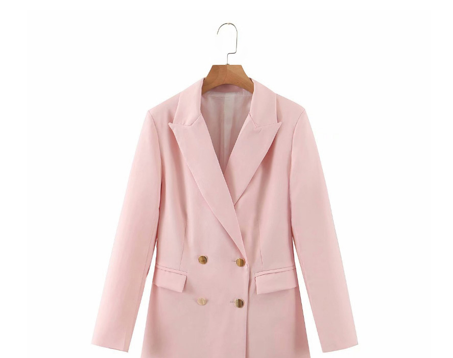 Fashion Pink Double-breasted Loose Blazer,Coat-Jacket