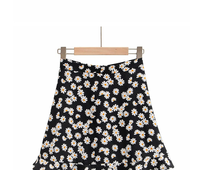 Fashion Small Chrysanthemum Floral Print A-line Skirt,Skirts