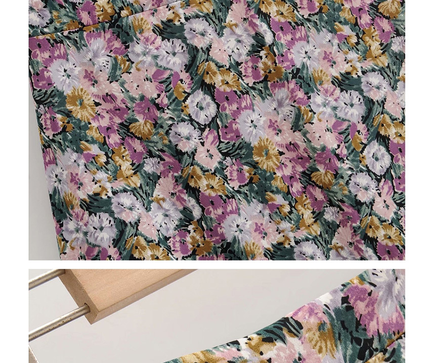 Fashion Small Chrysanthemum Floral Print A-line Skirt,Skirts