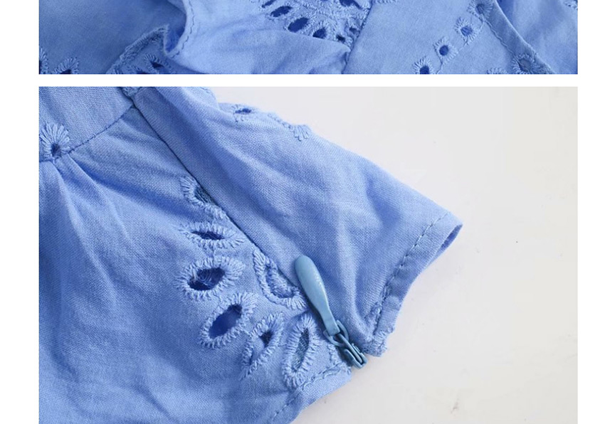 Fashion Blue Embroidered Ruffled Pullover Shirt,Tank Tops & Camis