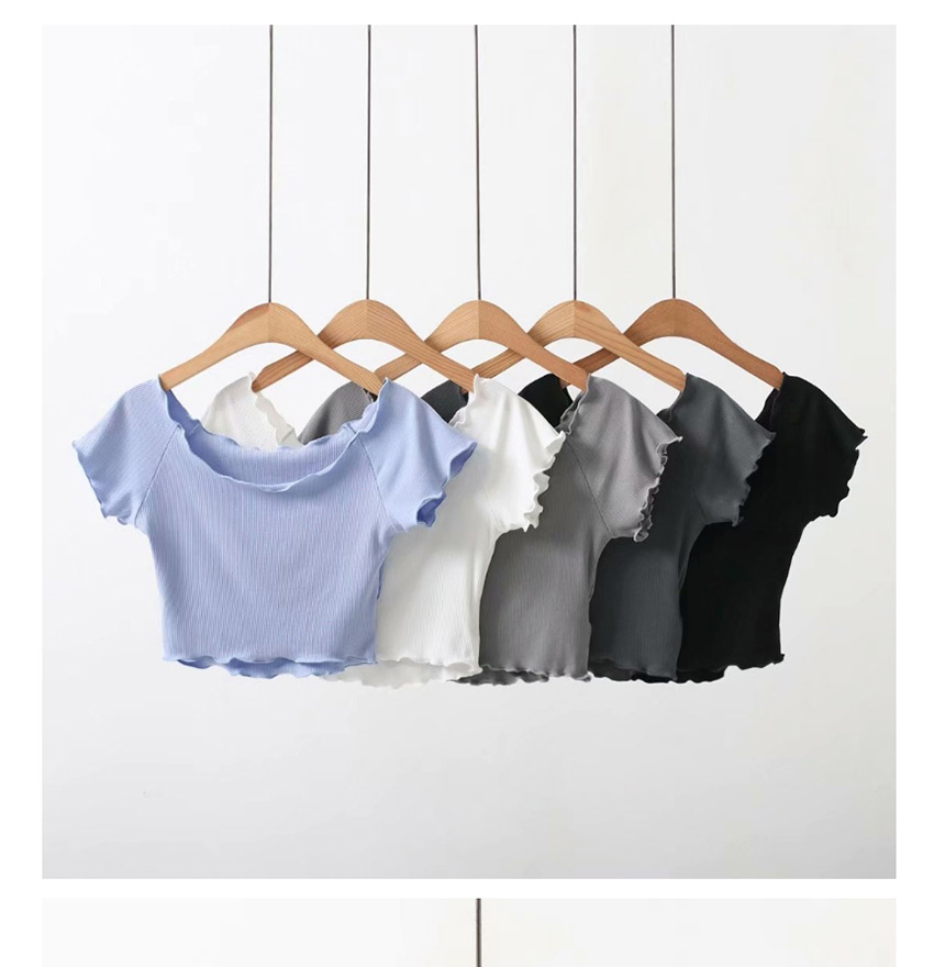Fashion Dark Gray Short Sleeve T-shirt With Threaded Fungus,Tank Tops & Camis