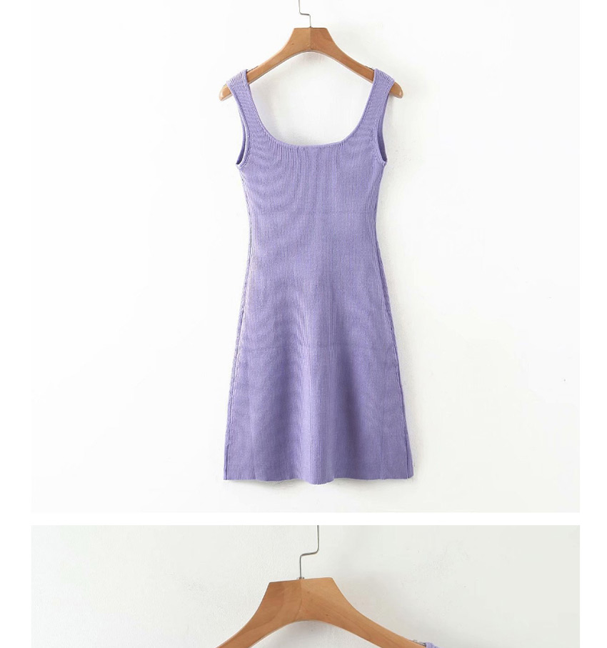 Fashion Purple Sleeveless Knitted Dress,Mini & Short Dresses
