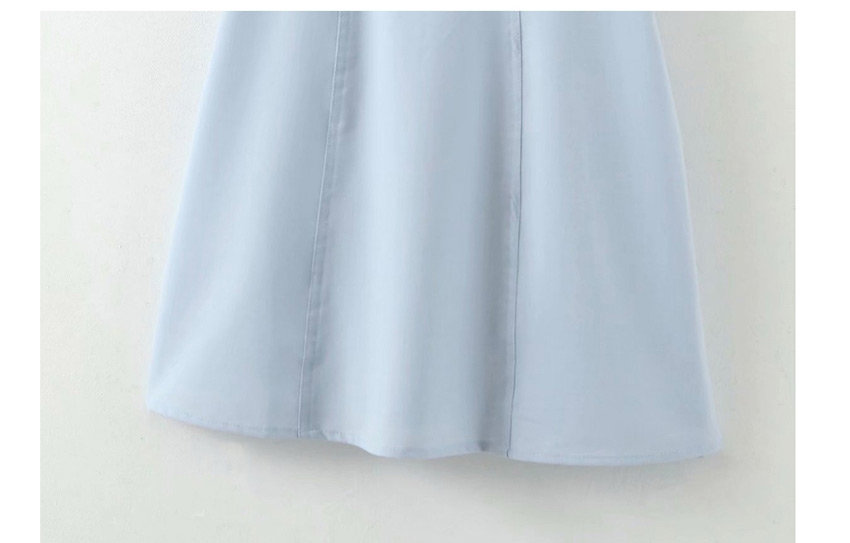 Fashion Blue Contrast Dress With Loose Lapel Stitching,Mini & Short Dresses