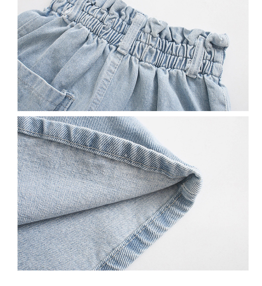 Fashion Blue Washed Paper Bag High Waist Denim Shorts,Shorts