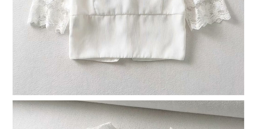 Fashion White Lace Stitching French V-neck Shirt,Tank Tops & Camis
