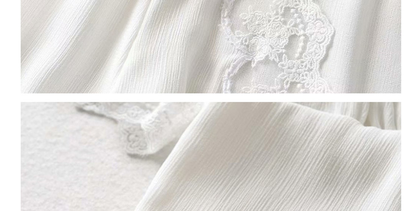 Fashion White Lace Stitching French V-neck Shirt,Tank Tops & Camis