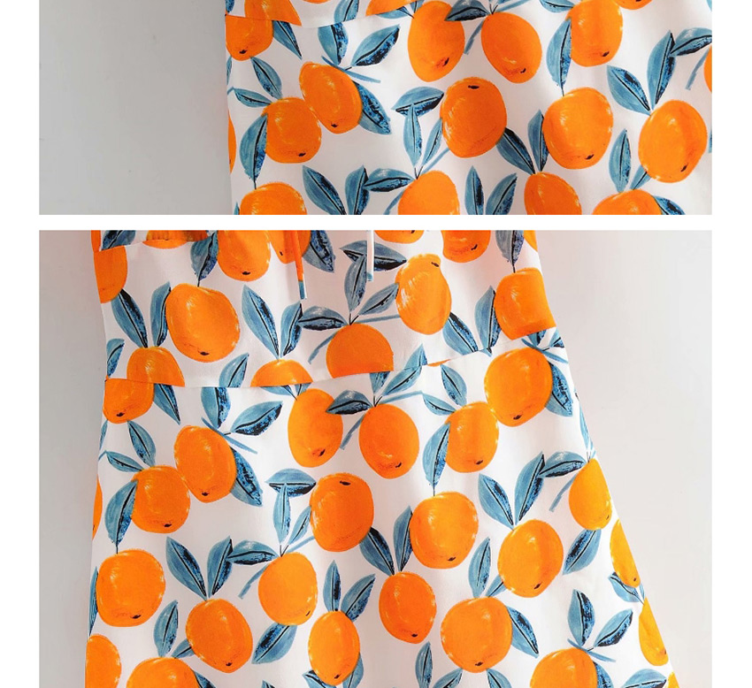 Fashion Orange Orange Flower Print Lace Short Sleeve Dress,Mini & Short Dresses