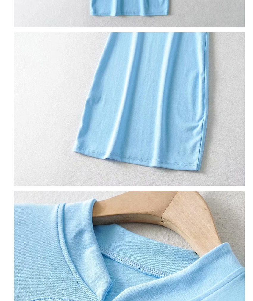 Fashion Blue Cutout Short Sleeve Slim Dress,Mini & Short Dresses